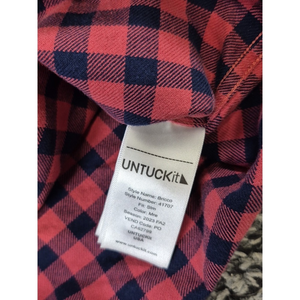 UNTUCKit Shirt Mens Large Slim Long Sleeve Flannel Checkered Plaid Button Down - Picture 6 of 7